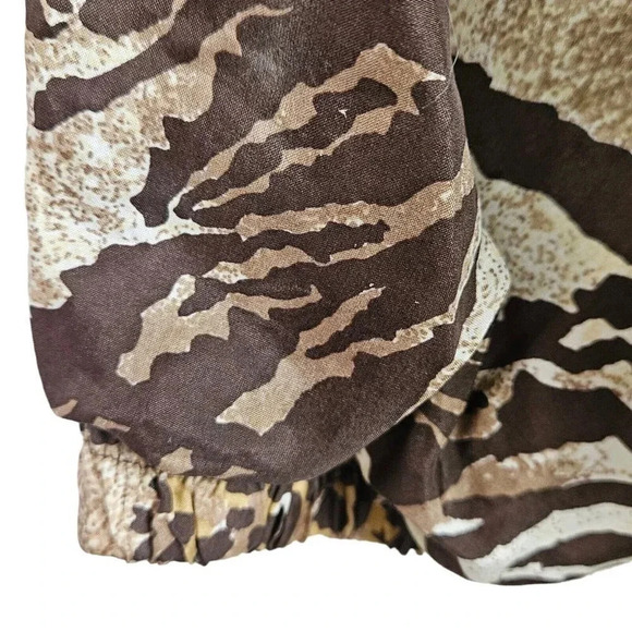 Vintage Women Stunt Sports Brown Bomber Jacket Size Medium 100% Silk Leopard - Picture 9 of 10
